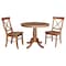 International Concepts Round 36 in Rd Top Pedestal Table, 2 X-Back Chairs, Distressed Oak, 36 in W, 36 in L, 29.1 in H, Wood K42-36RT-C613-2 - alternate 1